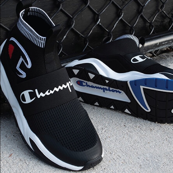 champion men's rally pro black & white shoes